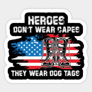 Heroes Wear Dog Tag & Combat Boots Veterans Sticker